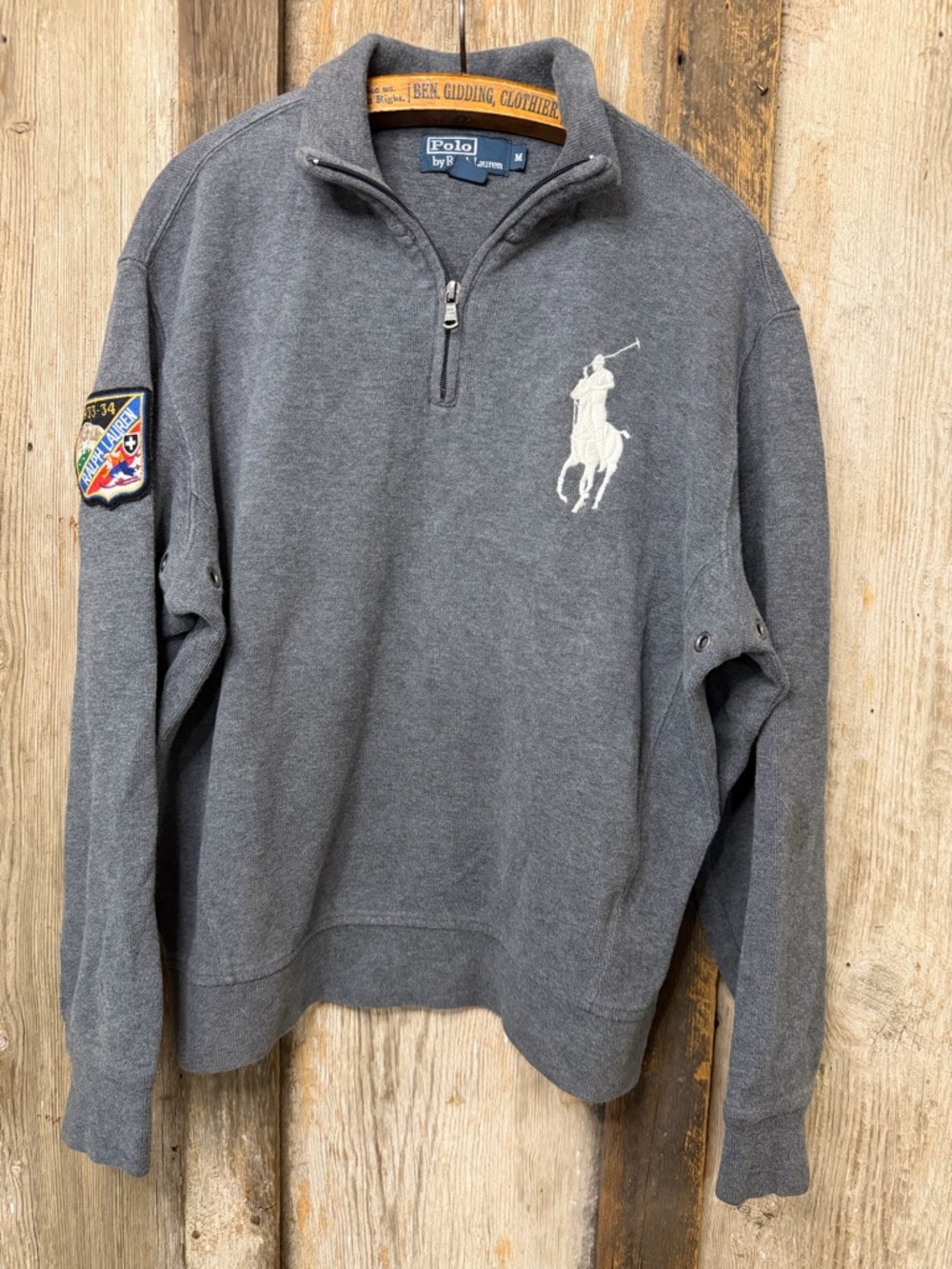 Polo Ralph Lauren Big Pony Half Zip Fleece Snow Beach Stadium Mock Ski Sweater M